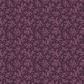 Abstract Coral in Purple on Plum - Tiny