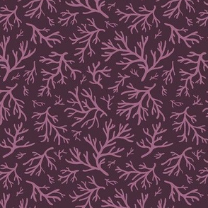 Abstract Coral in Purple on Plum - Small