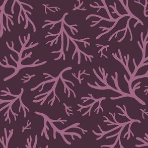 Abstract Coral in Purple on Plum - Medium