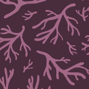 Abstract Coral in Purple on Plum - Large