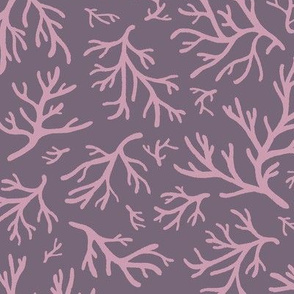 Abstract Coral in Lavender on Mauve Purple - Medium