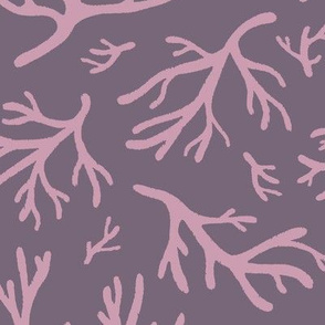 Abstract Coral in Lavender on Mauve Purple - Large