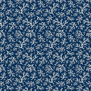 Abstract Coral in White on Nautical Navy - Tiny