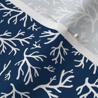 Abstract Coral in White on Nautical Navy - Small