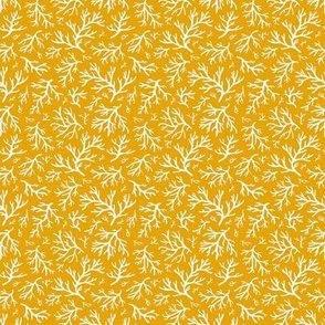 Abstract Coral in White on Goldenrod Yellow - Tiny