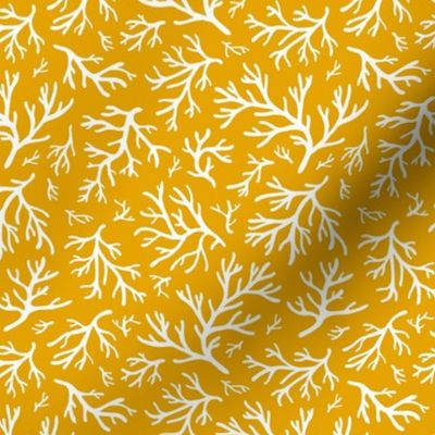 Abstract Coral in White on Goldenrod Yellow - Small