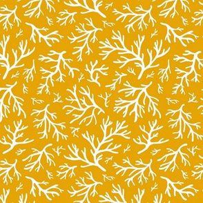 Abstract Coral in White on Goldenrod Yellow - Small