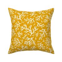 Abstract Coral in White on Goldenrod Yellow - Medium