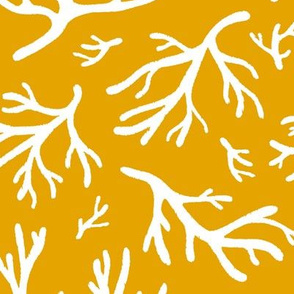 Abstract Coral in White on Goldenrod Yellow - Large