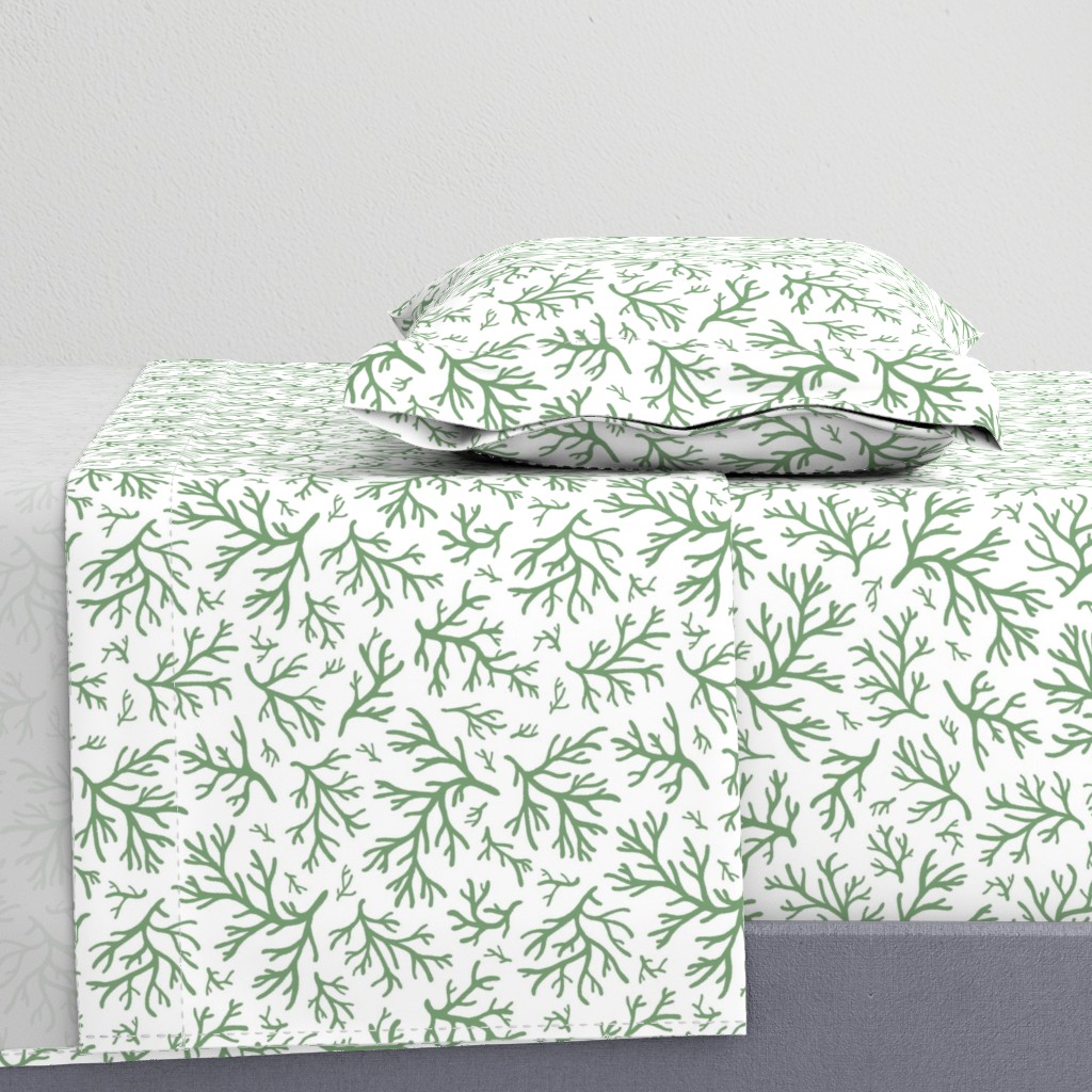 Abstract Coral in Fresh Green on White - Medium