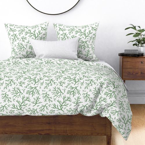 Abstract Coral in Fresh Green on White - Large