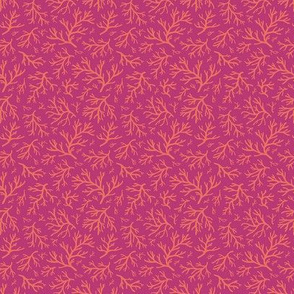 Abstract Coral in Orange on Fuchsia Pink - Tiny