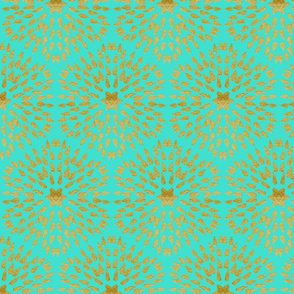 Starburst Strokes Abstract Turquoise Gold Foil