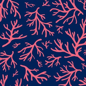 Abstract Coral in Flotsam Pink and Navy - Medium