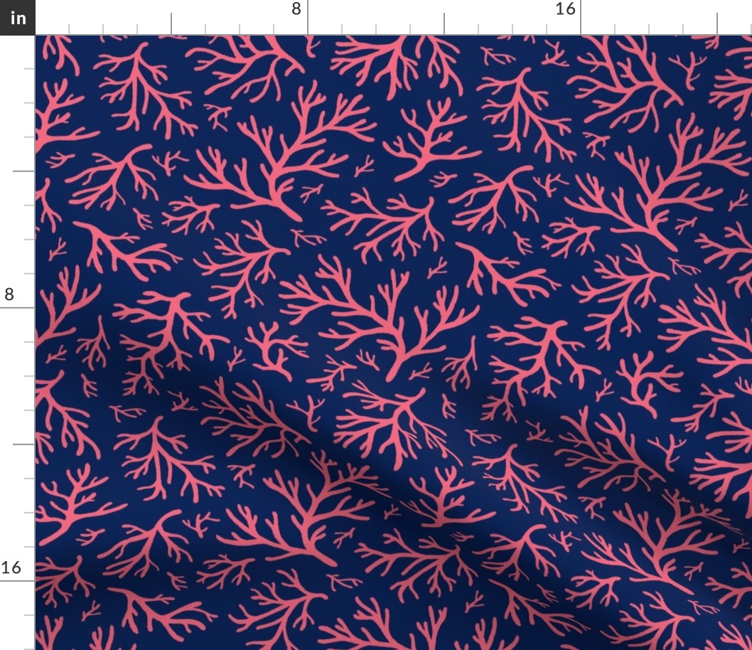 Abstract Coral in Flotsam Pink and Navy - Medium