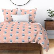 Houseofmay-Avantgarde Abstract Birds Baby Blue Black White Red on Soft Pink