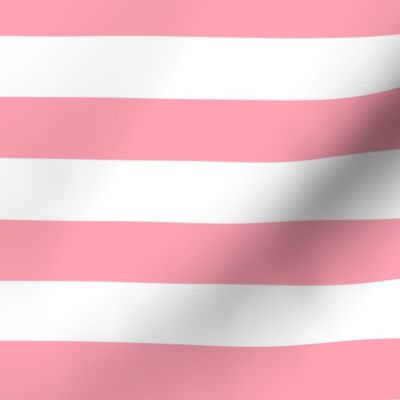 Large Pink Awning Stripe Pattern Horizontal in White