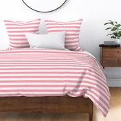 Large Pink Awning Stripe Pattern Horizontal in White