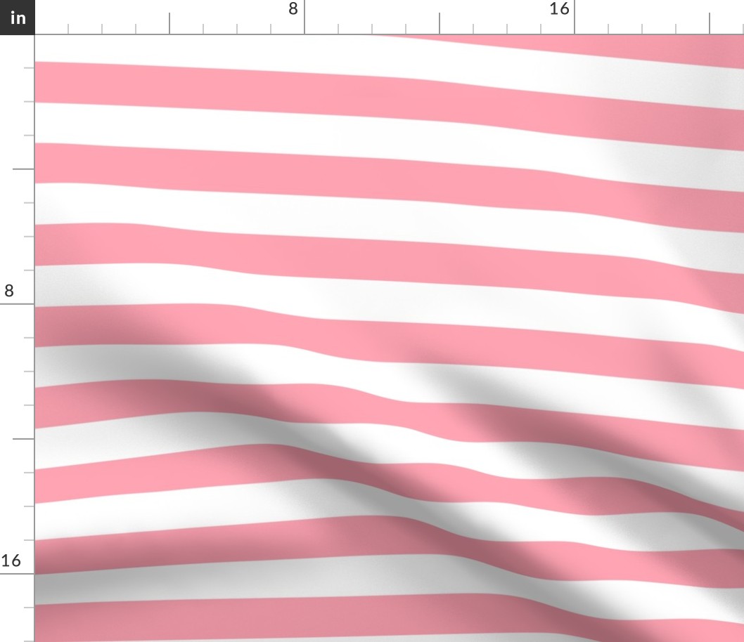 Large Pink Awning Stripe Pattern Horizontal in White