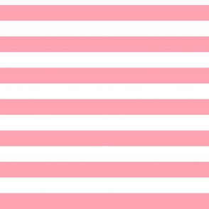 Pink Awning Stripe Pattern Horizontal in White