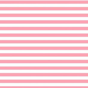 Pink Awning Stripe Pattern Horizontal in White