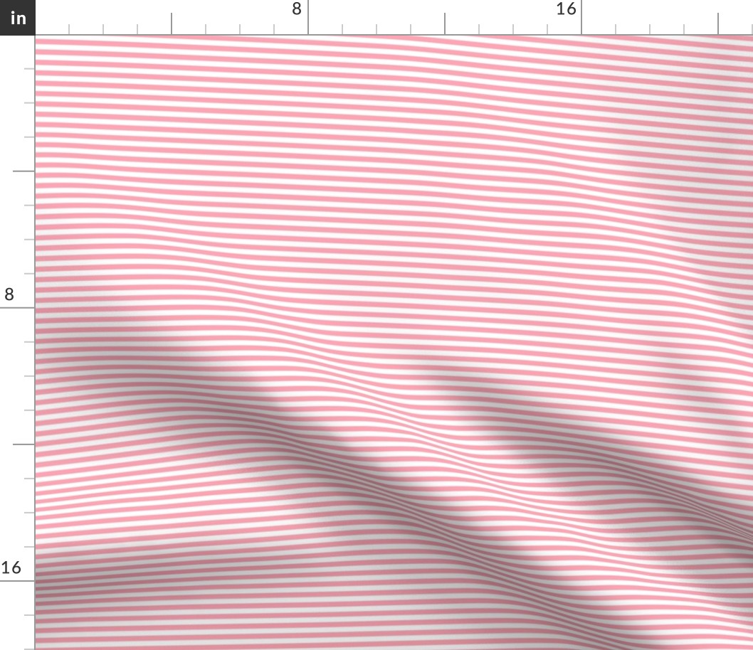 Small Pink Bengal Stripe Pattern Horizontal in White