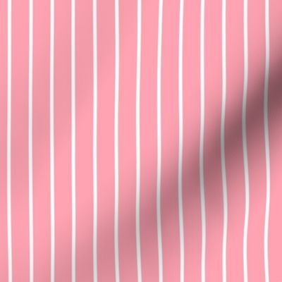 Pink Pin Stripe Pattern Vertical in White