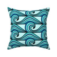Aqua blue doodle waves repeat Wallpaper