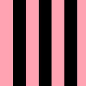 Large Pink Awning Stripe Pattern Vertical in Black