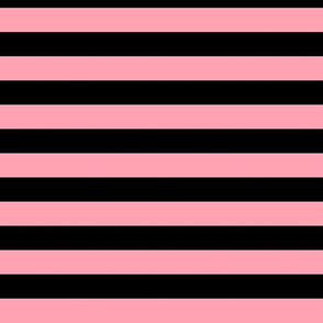 Pink Awning Stripe Pattern Horizontal in Black