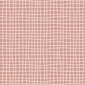 Small Hand Drawn Grid in Muted Peachy Pink