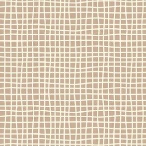 Small Hand Drawn Grid in Gender Neutral Brown