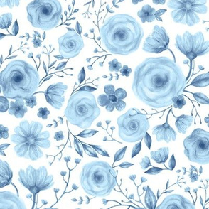 Vintage English Garden Chintz - china blue and white 