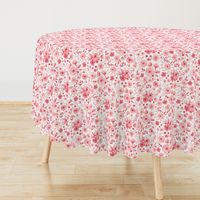 Vintage English Garden Chintz - rose pink on white 