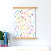 scattered music notes rainbow on white