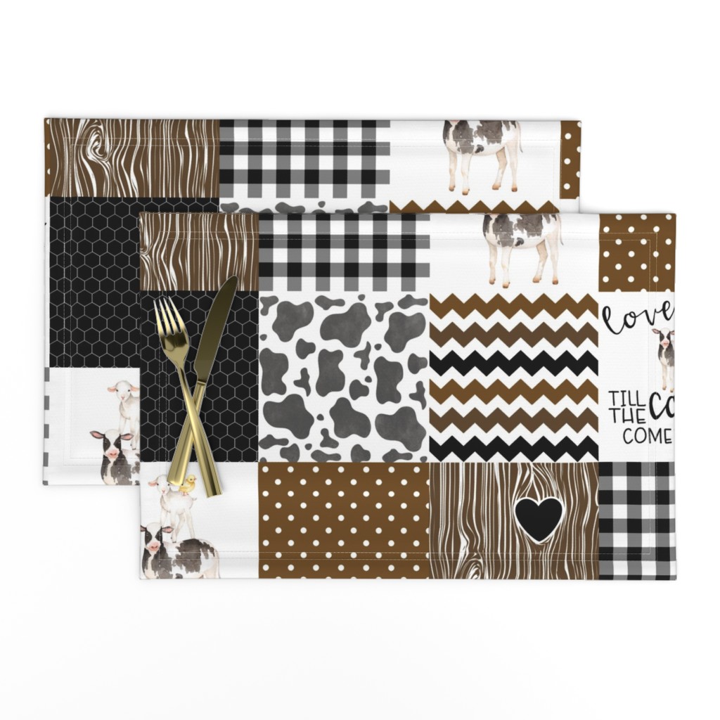 Farm//Love you till the cows come home//Black&Brown - Wholecloth cheater quilt