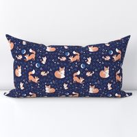 Fox Mama - navy leaves - small