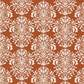 Damask Terracotta and Beige