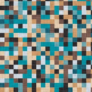 Mosaic checkered pattern teal