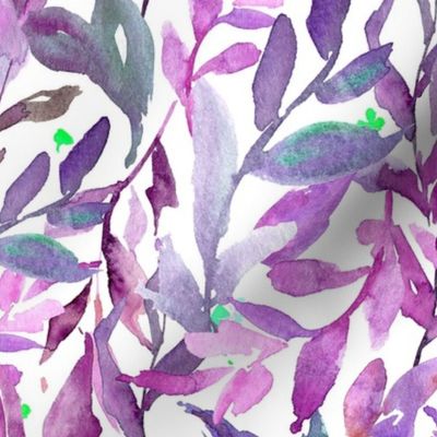 Watercolor violet leaves