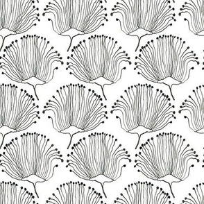 Black ink line art flowers on white