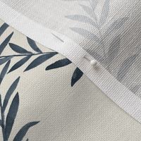 Leafy Trellis Steel Blue on Cream