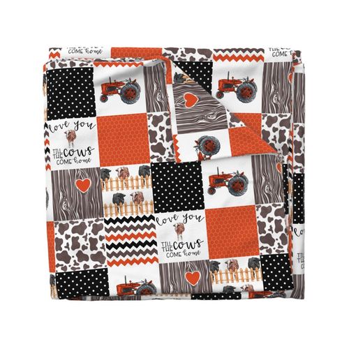 Farm//Love you till the cows come home//Hereford&Angus/Orange - Wholecloth Cheater Quilt