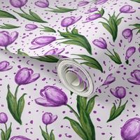 Watercolour purple tulips 