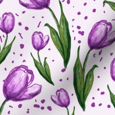 Watercolour purple tulips 