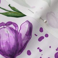 Watercolour purple tulips 