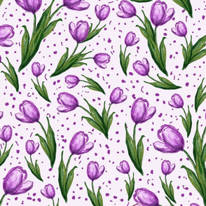 Watercolour purple tulips 