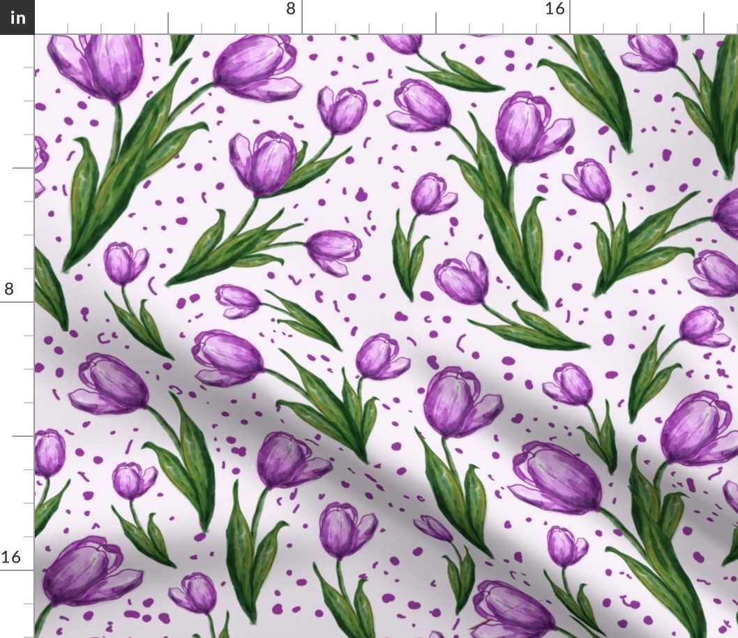 Watercolour purple tulips 