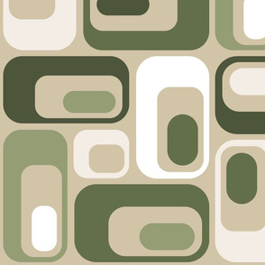  retro ovals Sage Olive Green Beige White