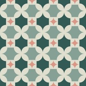 Mid-Century Geometric - Teal and Pink